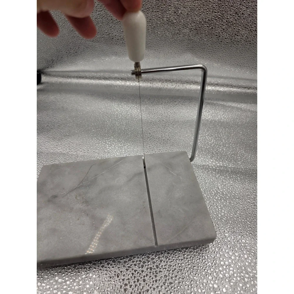 Grey Marble Cheese Slicer Board Stainless Steel Wire Cutter‎ Charcuterie O2